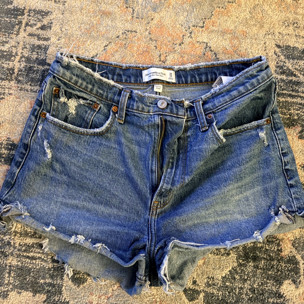 Abercrombie & Fitch Distressed Blue Jean Shorts